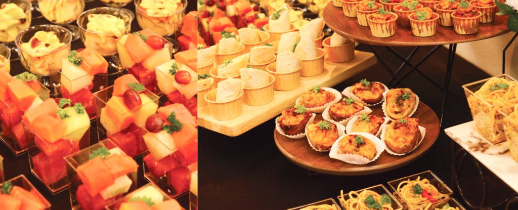 idocatering corporate event catering dish on wooden tier plate