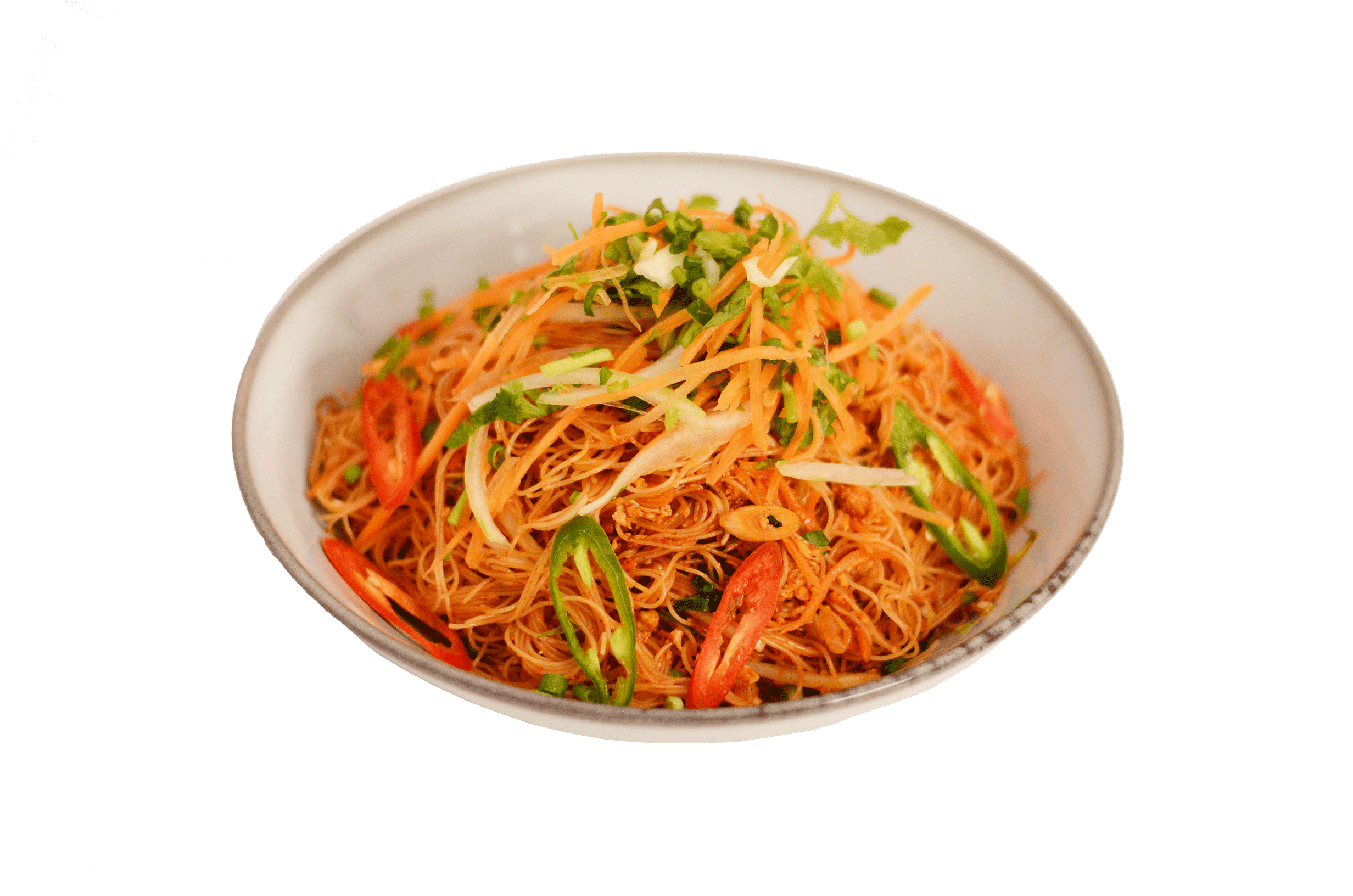 idocatering authentic thai style rice vermicelli served on white plate