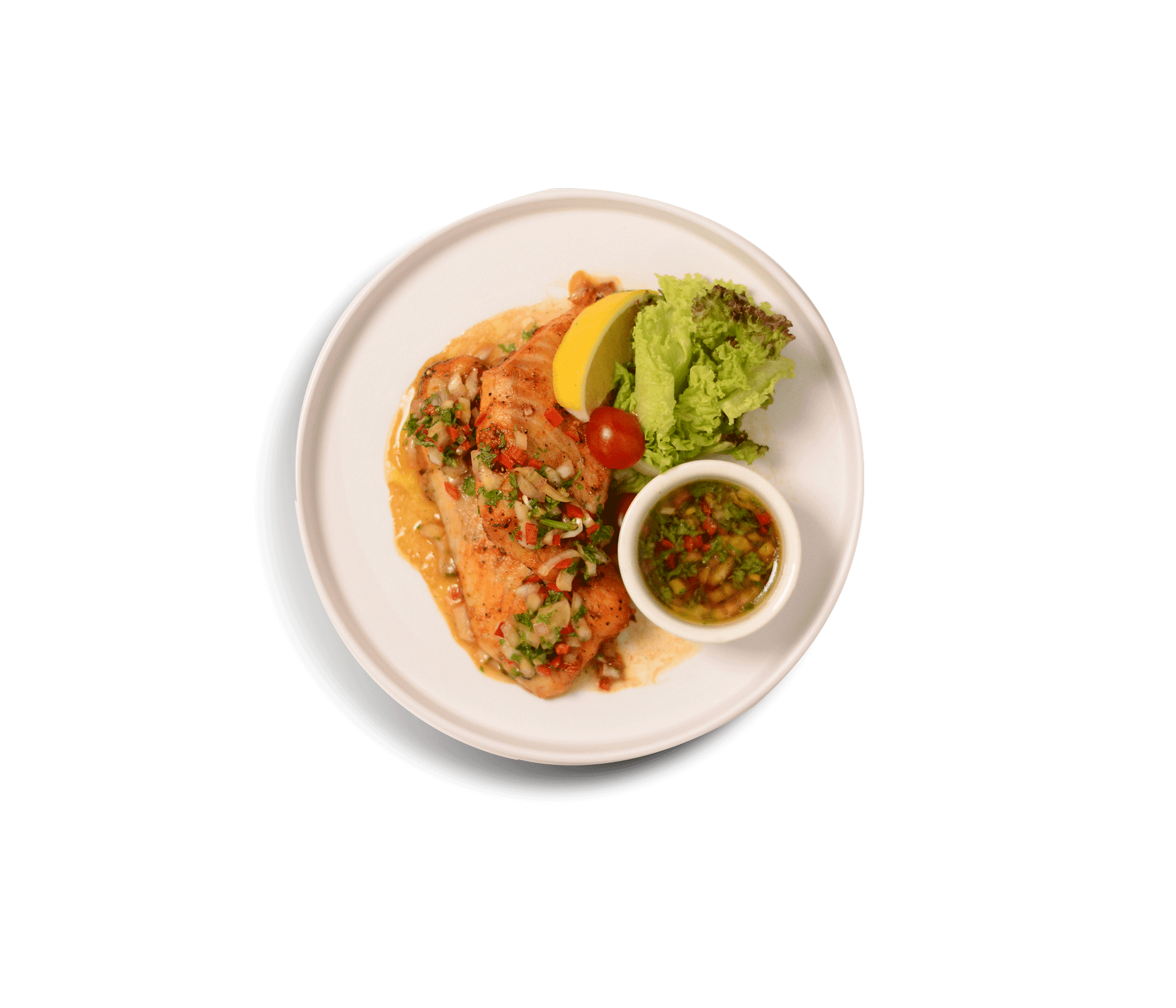 idocatering creamy caper baked fish fillet dish served on white plate for catering event