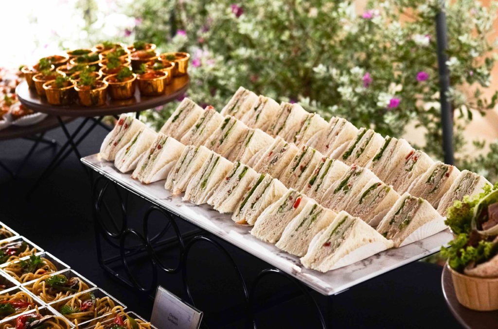 Triangle sandwiches for a catering event by idocatering
